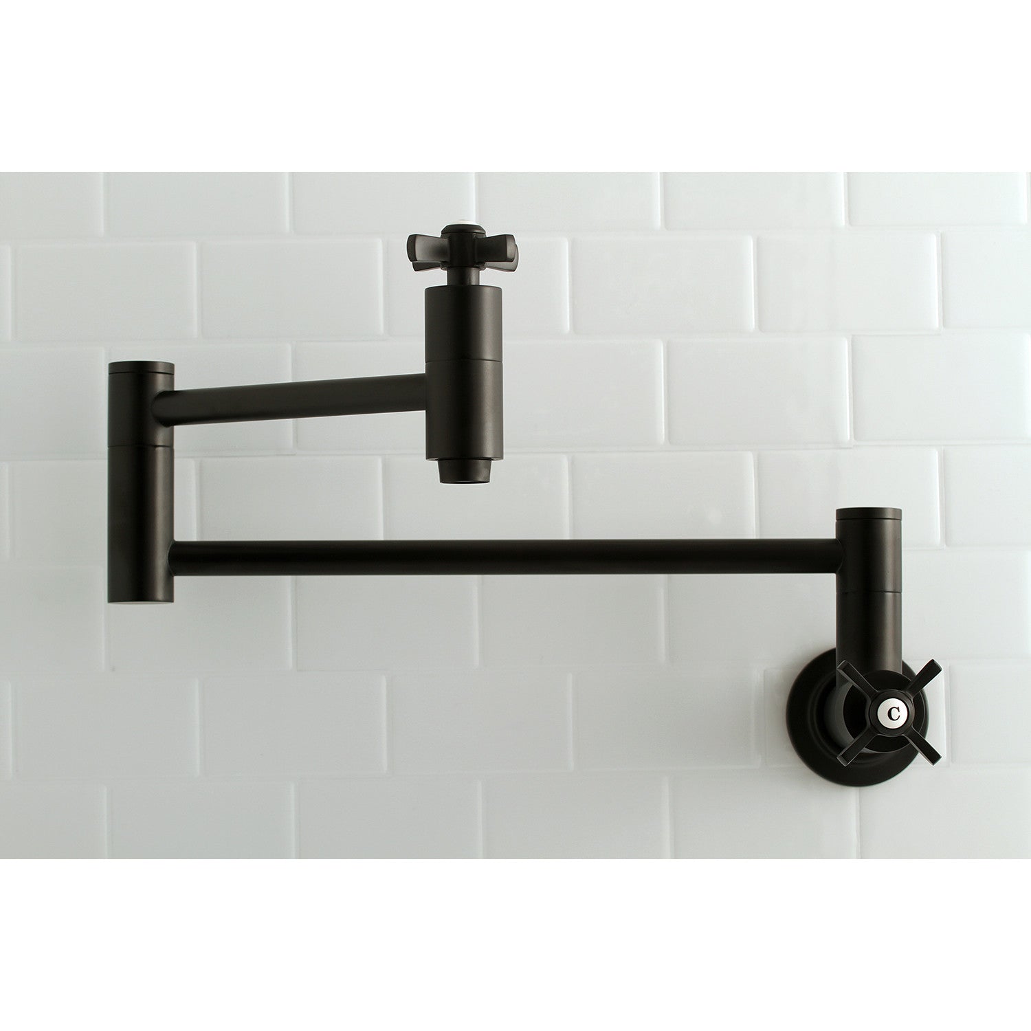Kingston Sona KS8100ZX - Millennium Two-Handle 1-Hole Wall Mount Pot Filler Faucet, Matte Black — thumbnail 2